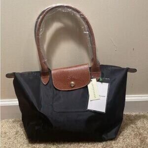 NWT Large Longchamp Le Pliage Original Black Tote Canvas Shoulder Handbag L